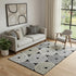 5' X 8' Black Beige And Ivory Geometric Washable Area Rug With UV Protection