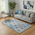 5' X 8' Navy Blue Gray And Beige Geometric Washable Area Rug With UV Protection