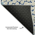 8' Navy Blue Gray And Beige Geometric Washable Round Rug With UV Protection