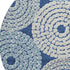 8' Navy Blue Gray And Beige Geometric Washable Round Rug With UV Protection