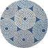 8' Navy Blue Gray And Beige Geometric Washable Round Rug With UV Protection