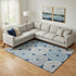 8' X 10' Navy Blue Gray And Beige Geometric Washable Area Rug With UV Protection