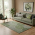 5' X 8' Olive Green Beige And Ivory Geometric Washable Area Rug With UV Protection