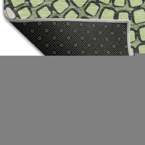 8' X 10' Olive Green Beige And Ivory Geometric Washable Area Rug With UV Protection