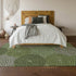 8' X 10' Olive Green Beige And Ivory Geometric Washable Area Rug With UV Protection