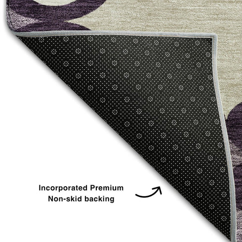 5' X 8' Eggplant Beige And Ivory Trellis Washable Area Rug With UV Protection