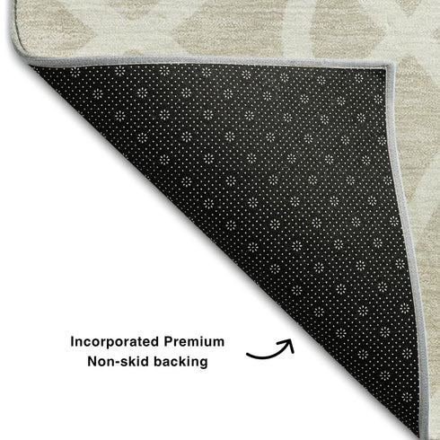 8' X 10' Beige And Ivory Trellis Washable Area Rug With UV Protection