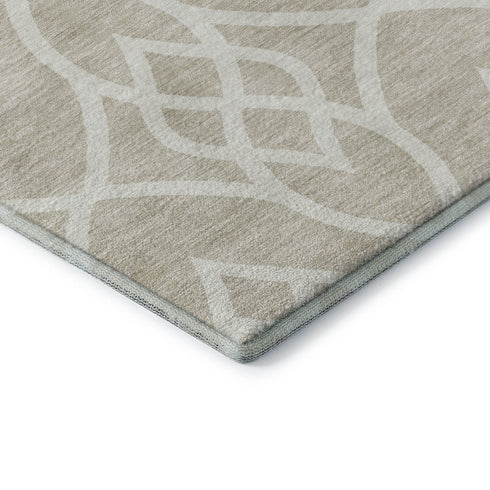 8' X 10' Beige And Ivory Trellis Washable Area Rug With UV Protection