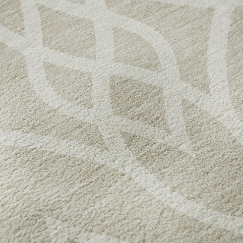 8' X 10' Beige And Ivory Trellis Washable Area Rug With UV Protection