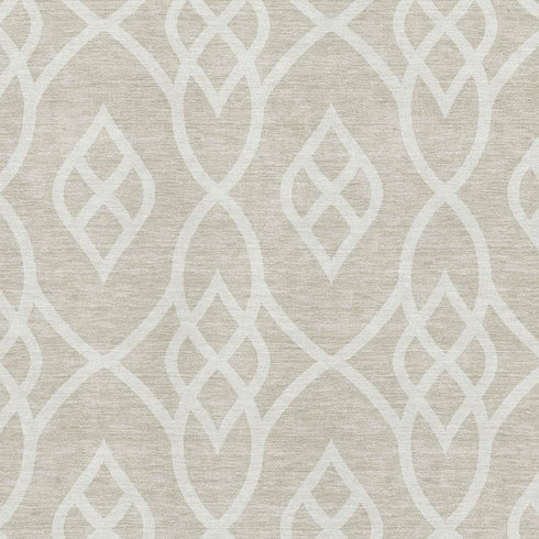 8' X 10' Beige And Ivory Trellis Washable Area Rug With UV Protection