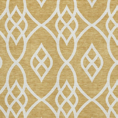 5' X 8' Gold And Ivory Trellis Washable Area Rug With UV Protection