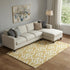 8' X 10' Gold And Ivory Trellis Washable Area Rug With UV Protection