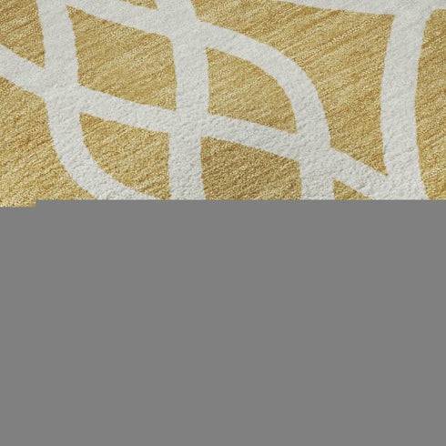 8' X 10' Gold And Ivory Trellis Washable Area Rug With UV Protection