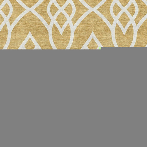 8' X 10' Gold And Ivory Trellis Washable Area Rug With UV Protection