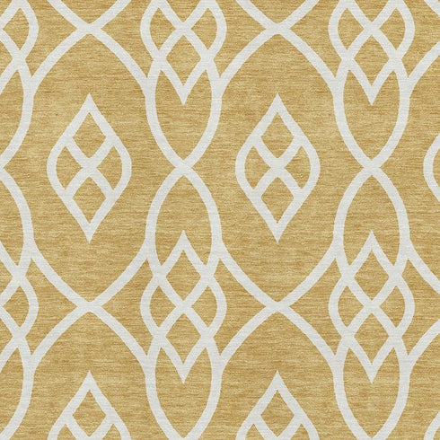 8' X 10' Gold And Ivory Trellis Washable Area Rug With UV Protection