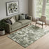 5' X 8' Olive Green Beige And Ivory Floral Washable Area Rug With UV Protection