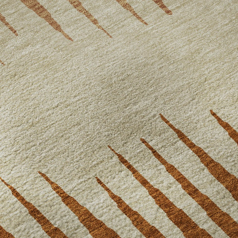 8' X 10' Copper And Beige Striped Washable Area Rug With UV Protection