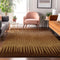 9' X 12' Rust Copper And Beige Striped Washable Area Rug With UV Protection