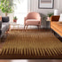 9' X 12' Rust Copper And Beige Striped Washable Area Rug With UV Protection