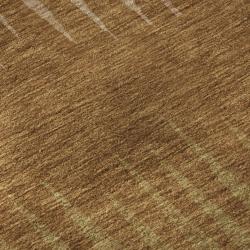 9' X 12' Rust Copper And Beige Striped Washable Area Rug With UV Protection