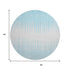 8' Sky Blue And Ivory Striped Washable Round Rug With UV Protection