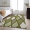 8' X 10' Olive Green And Ivory Geometric Washable Area Rug With UV Protection