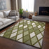 8' X 10' Olive Green And Ivory Geometric Washable Area Rug With UV Protection