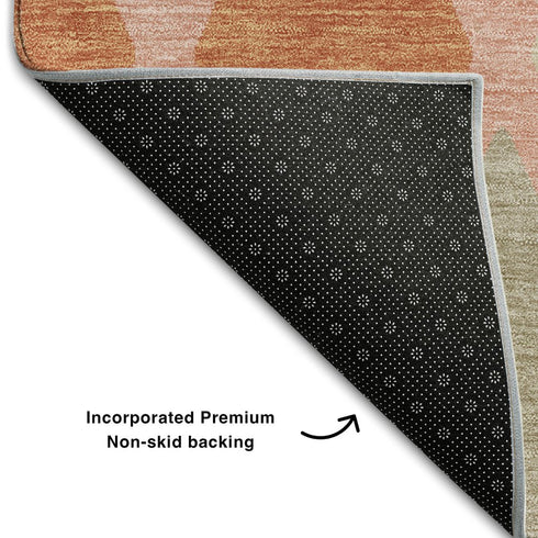 8' X 10' Pink Red And Gray Geometric Washable Area Rug With UV Protection