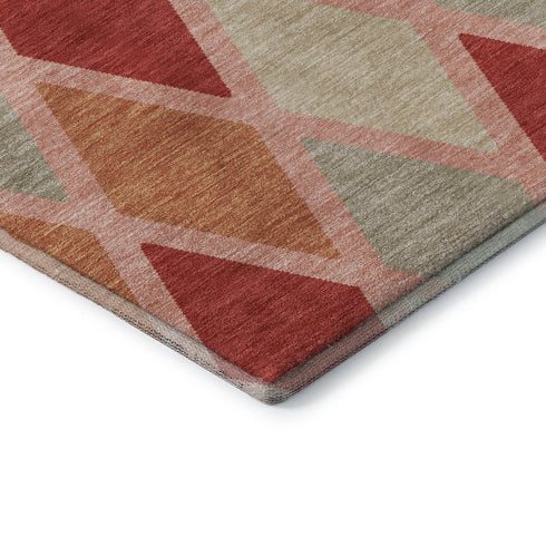 8' X 10' Pink Red And Gray Geometric Washable Area Rug With UV Protection