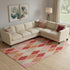 8' X 10' Pink Red And Gray Geometric Washable Area Rug With UV Protection