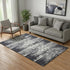 5' X 8' Black And Ivory Striped Washable Area Rug With UV Protection