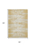 5' X 8' Gold And Ivory Striped Washable Area Rug With UV Protection
