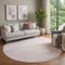 8' Pink And Ivory Striped Washable Round Rug With UV Protection