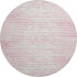 8' Pink And Ivory Striped Washable Round Rug With UV Protection
