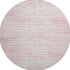 8' Pink And Ivory Striped Washable Round Rug With UV Protection
