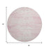 8' Pink And Ivory Striped Washable Round Rug With UV Protection