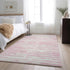 8' X 10' Pink And Ivory Striped Washable Area Rug With UV Protection