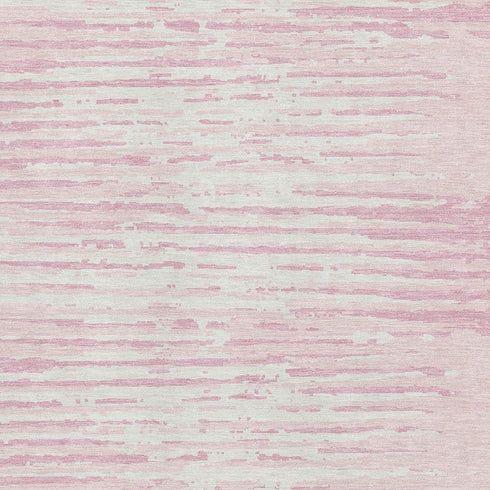 8' X 10' Pink And Ivory Striped Washable Area Rug With UV Protection