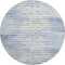 8' Sky Blue And Ivory Striped Washable Round Rug With UV Protection