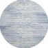 8' Sky Blue And Ivory Striped Washable Round Rug With UV Protection