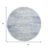 8' Sky Blue And Ivory Striped Washable Round Rug With UV Protection