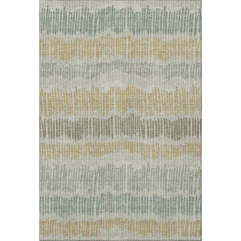 5' X 8' Beige Gold And Gray Striped Washable Area Rug With UV Protection