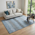 5' X 8' Blue Ivory And Gray Striped Washable Area Rug With UV Protection