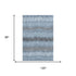 8' X 10' Blue Ivory And Gray Striped Washable Area Rug With UV Protection