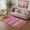 5' X 8' Blush Orange And Ivory Striped Washable Area Rug With UV Protection