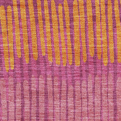 5' X 8' Blush Orange And Ivory Striped Washable Area Rug With UV Protection