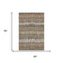 5' X 8' Brown Cream And Ivory Striped Washable Area Rug With UV Protection