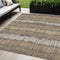 5' X 8' Brown Cream And Ivory Striped Washable Area Rug With UV Protection