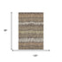 8' X 10' Brown Cream And Ivory Striped Washable Area Rug With UV Protection