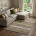 8' X 10' Brown Cream And Ivory Striped Washable Area Rug With UV Protection